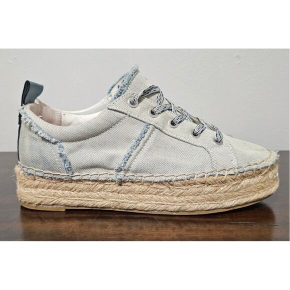 Sam Edelman Carleigh Blue Chambray Denim Lace Up Espadrilles Sneakers Shoes 6.5 - Picture 1 of 7